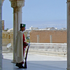 Guard outside Mausoleum of King Mohammed V, Rabat, Morocco