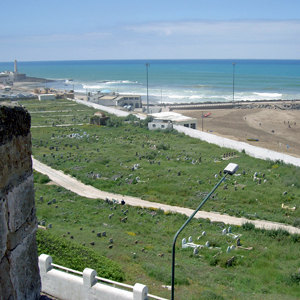 Muslim cemetary and shoreline from old quarter, Rabat, Morocco