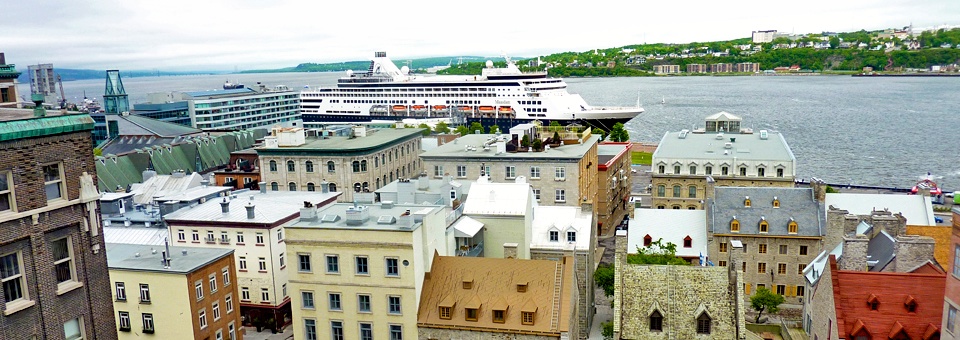 View of Lower Town and Holland America’s Maasdam in Quebec City