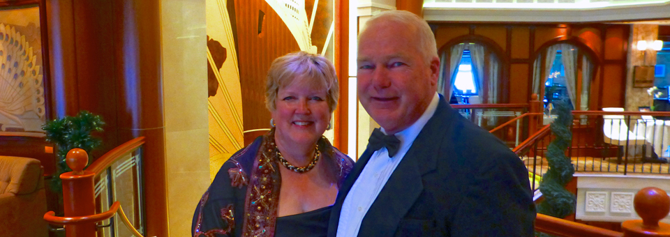 Linda and Roger Fasteson aboard Cunard's Queen Elizabeth