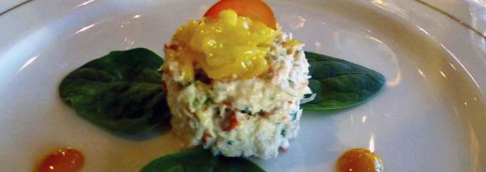 crab appetizer in the Britannia Club dining room