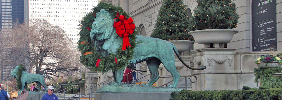 wreathed lions at the Art Institute of Chicago