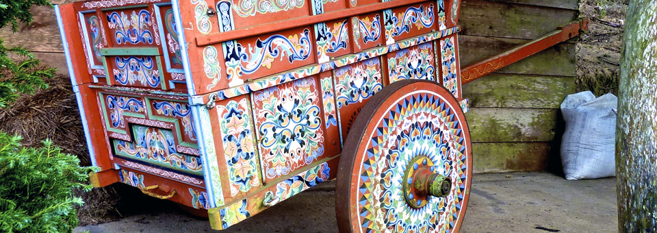colorfully painted oxcart, Costa Rica