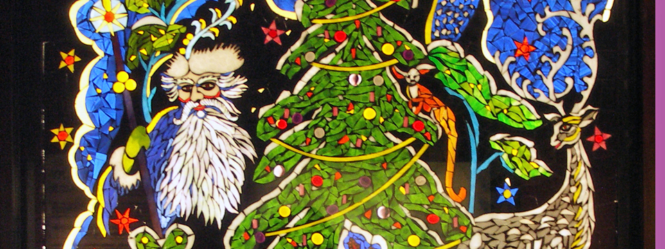 detail from “Fairy tale of the Snowgirl”, with Father Winter at the Smith Museum of Stained Glass Windows at Navy Pier, Chicago