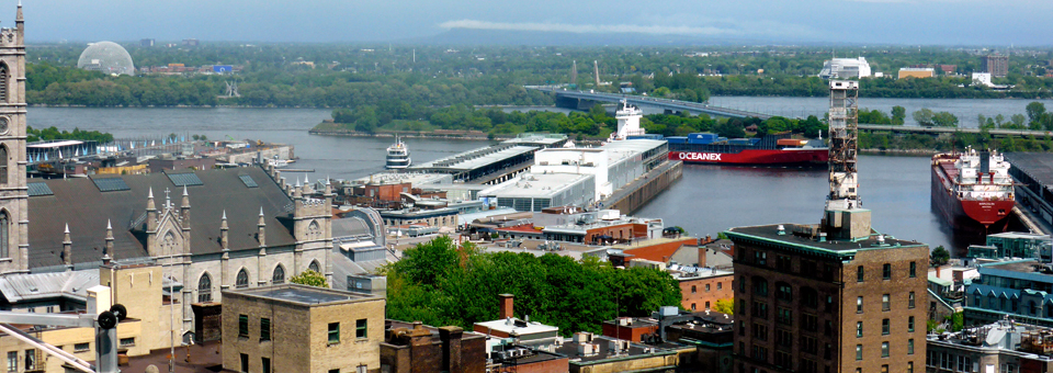 view of cruise port and Old Montreal from the Intercontinental Hotel