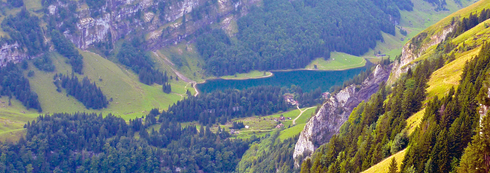 Appenzell hike view of lake, Switzerland