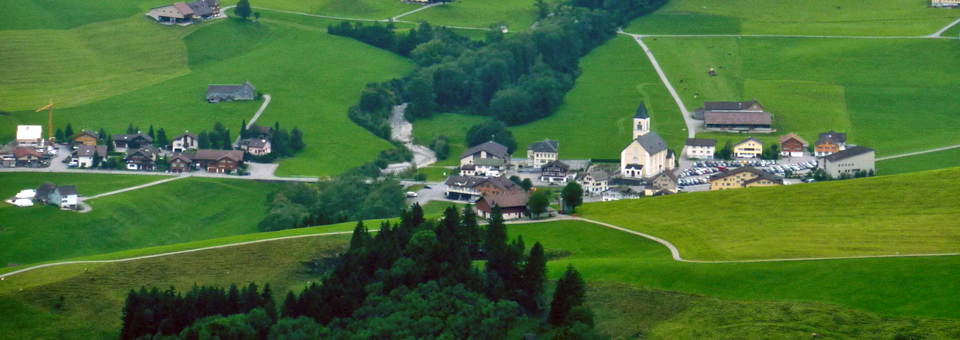 Appenzell hike view of village, Switzerland