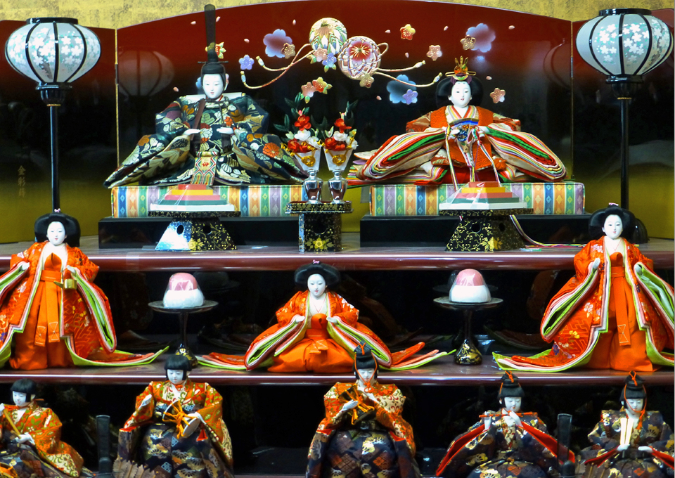 Hina dolls in Suzuki Ningyo Showroom in Iwatsuki, “Doll Town”