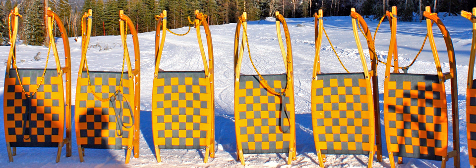 traditional sleds at Le Massif
