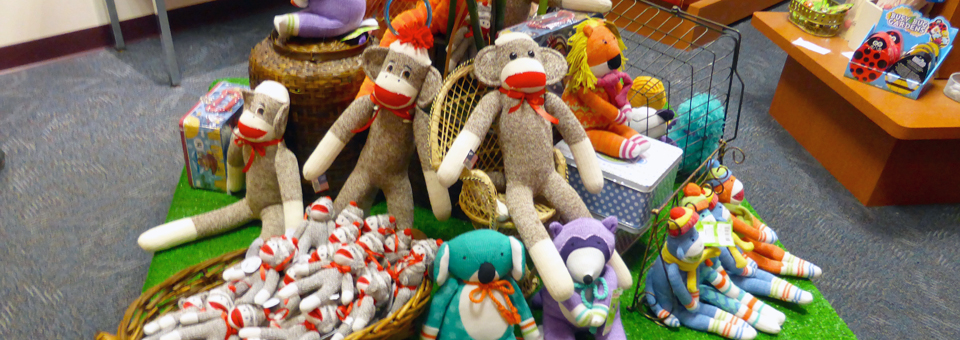 sock monkeys, Midway Village Museum gift shop