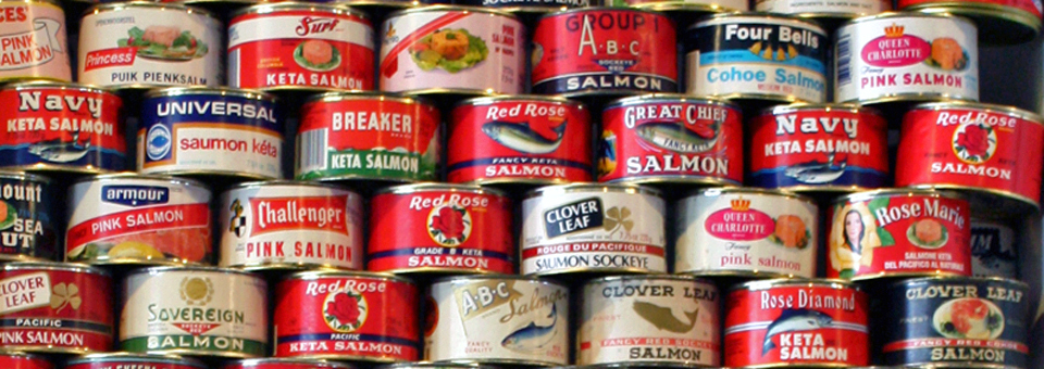 historic salmon can labels, Prince Rupert