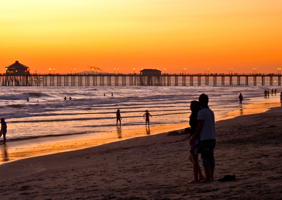 sunset in Huntingtion Beach, California