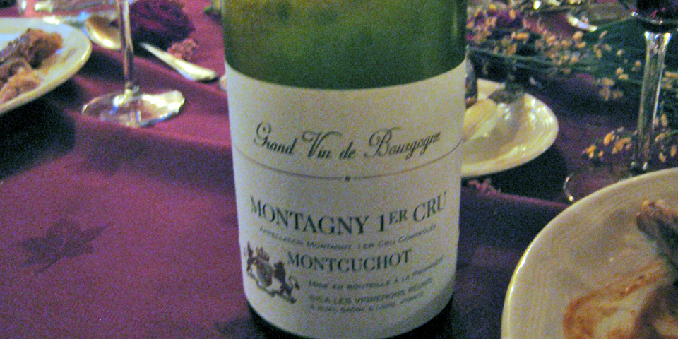 Montagny 1er Cru wine at dinner a board La Belle Epoque