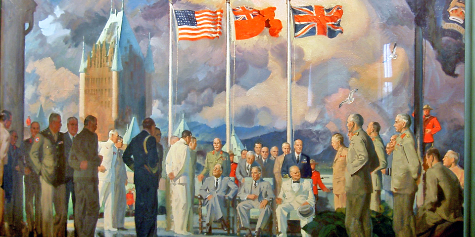The meeting of the Allied leaders in Quebec City is comemorated in this painting at the Citadel.