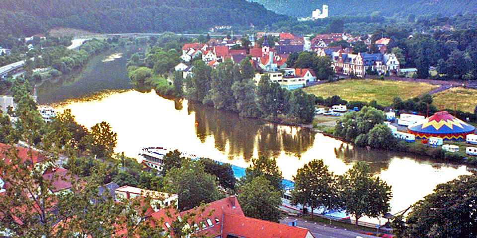 view of our Viking River Cruises ship from Wertheimer Berg, Germany