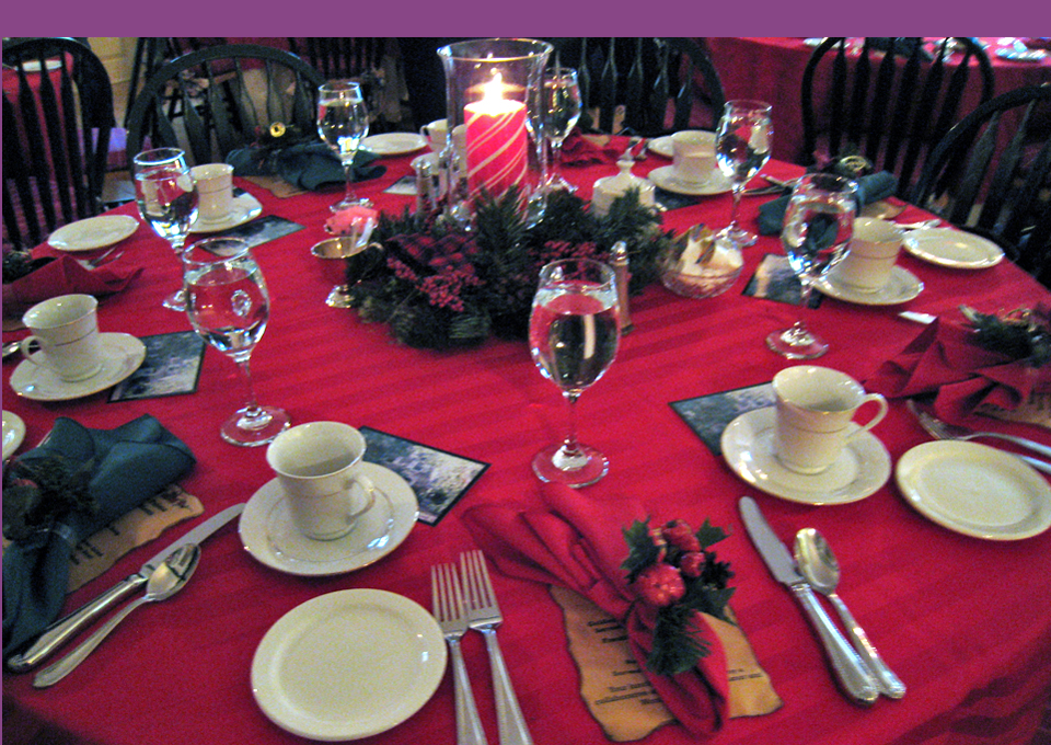 Christmas table, Roughly Manor Bed and Breakfast Inn, Twenty-nine Palms, California