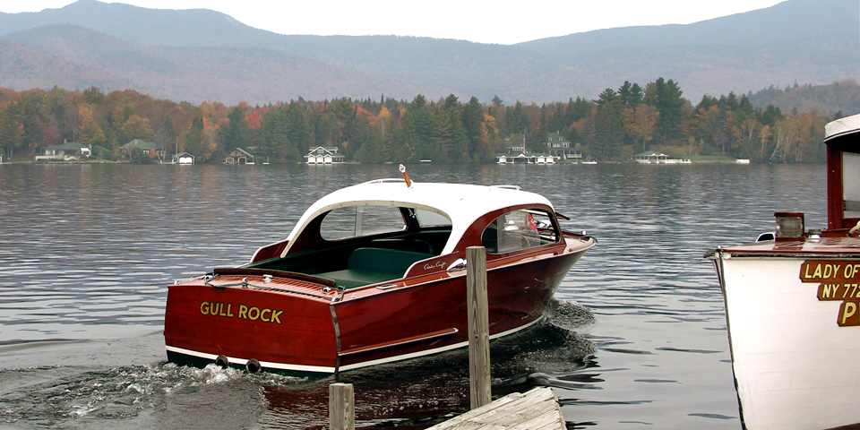 Wooden Chris-Craft boats are in keeping with the natural beauty of Lake Placid.
