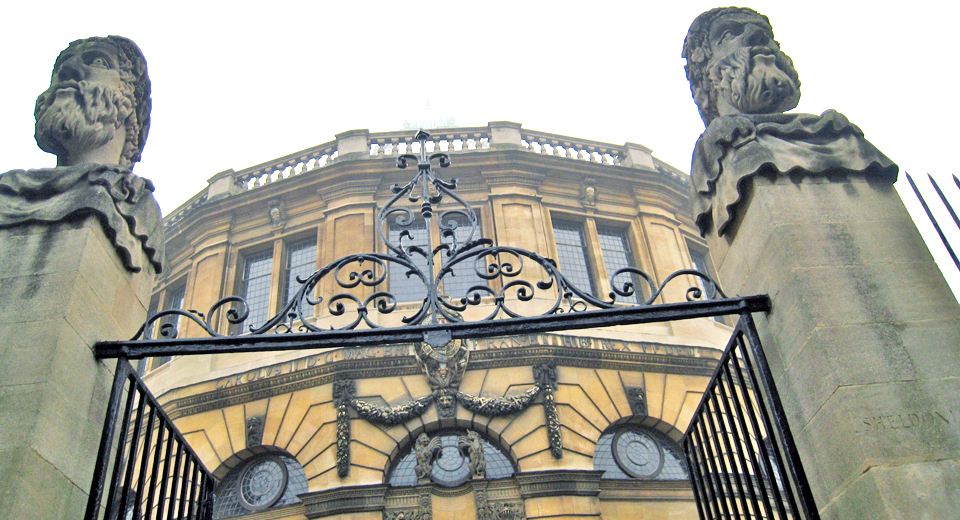 The Sheldonian Theater was the first major commission for astronomy professor Christopher Wren. The carved heads surrounding the Sheldonian are often mistaken for the apostles but are known as the “emperor’s heads”