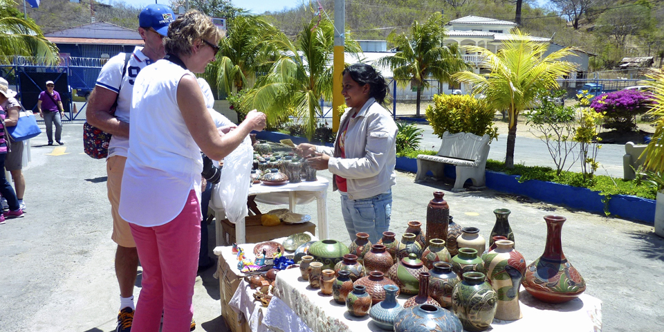 pottery vender at the port of San Juan del Sur
