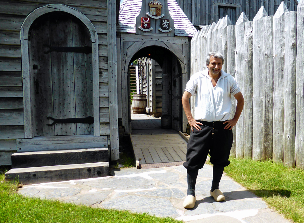 Wayne Melanson, who can trace his Acadian ancestry back ten generations, at the Port Royal National Historic Site, Nova Scotia