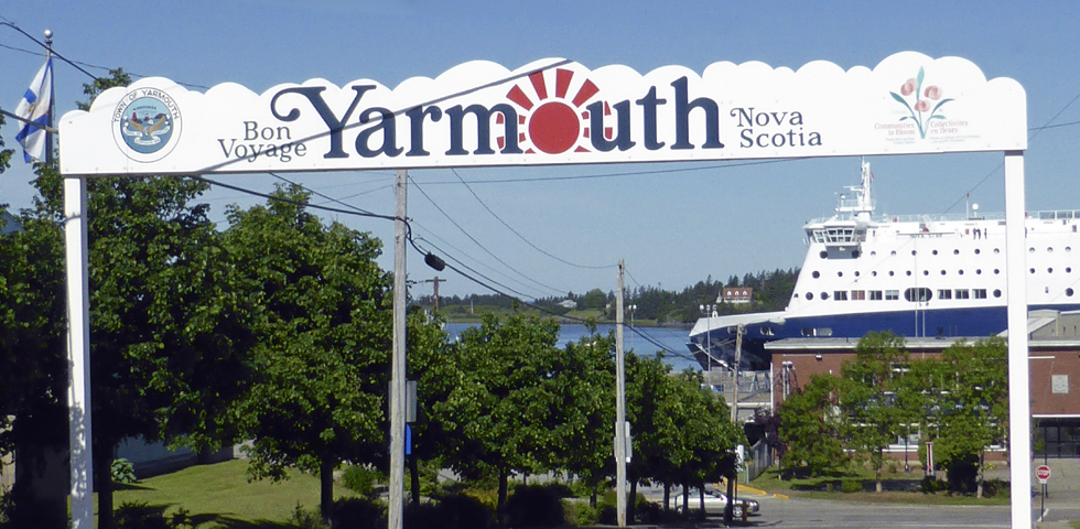 Yarmouth sign and the Nova Star ferry, Yarmouth, Nova Scotia