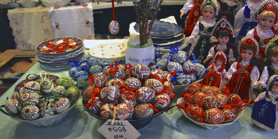decorated eggs, Central Market, Budapest