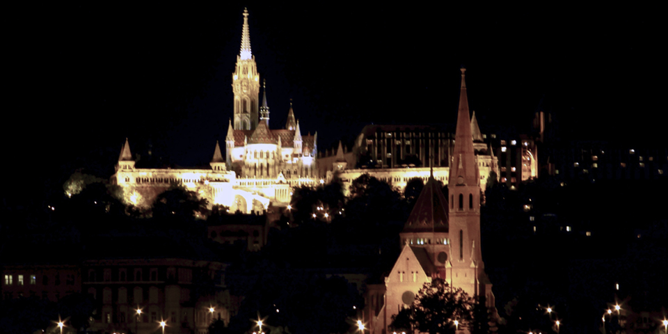 St. Matthias Church and Fishermens' Bastion by night, Budapest