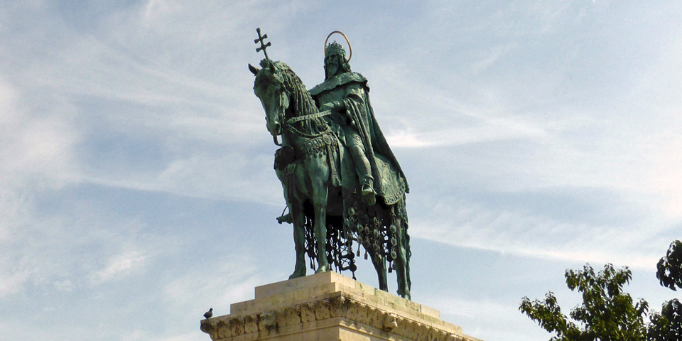 statue of St. Stephen outside St. Matthias Church, Budapest