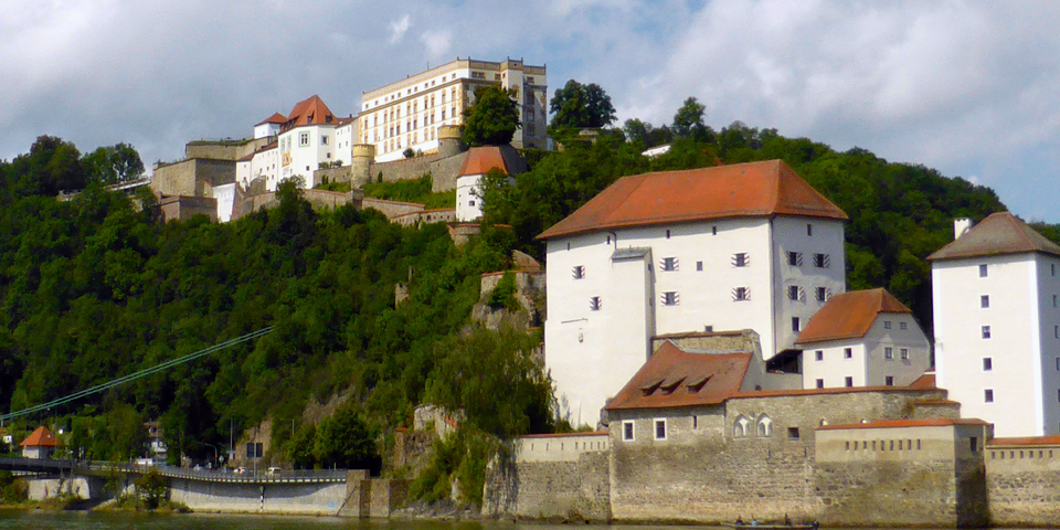 Passau's Veste Oberhaus, a fortress built in 1219 for the Bisop of Passau is now the site of a museum, youth hostel, restaurant, and open-air theater