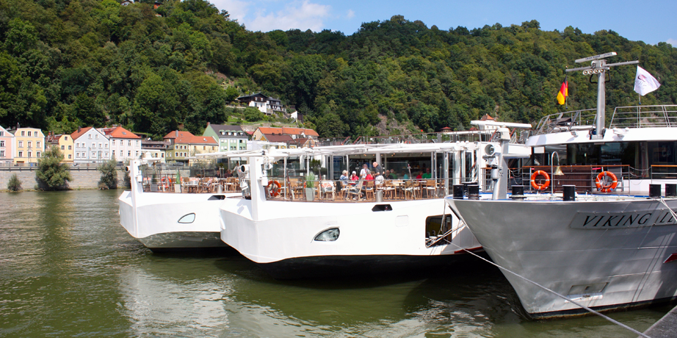 Viking River Cruises’ longships in Passau