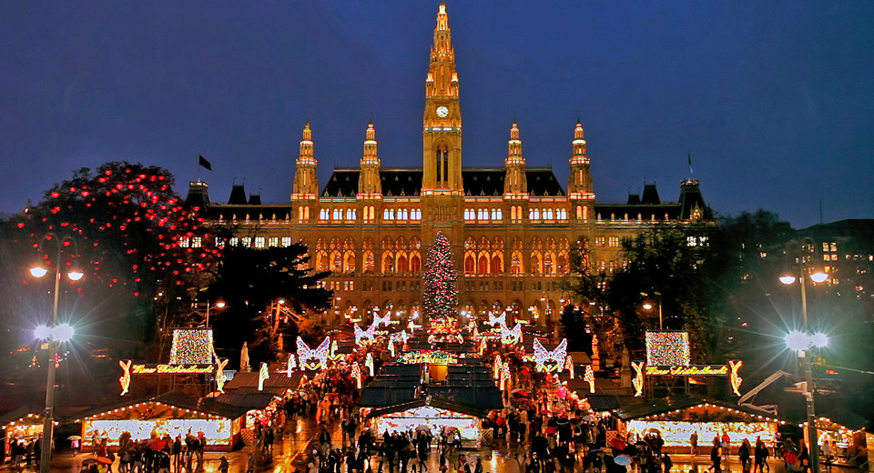 Christmas Market, City Hall, Vienna, photo courtesy Viking River Cruises