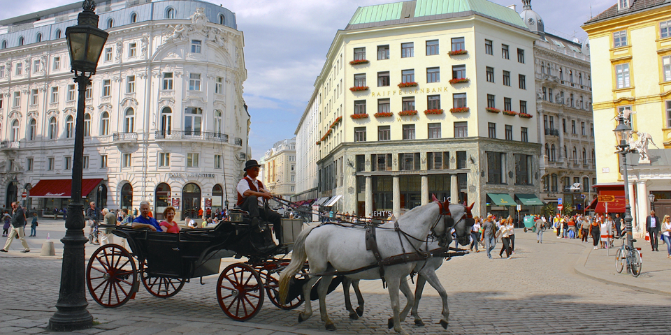flaker (horse-drawn carriage) in Michaelerplatz, Vienna
