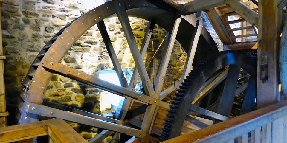 Les Moulins de l'Isle-aux-Coudres mill wheel, Charlevoix, Quebec, Canada