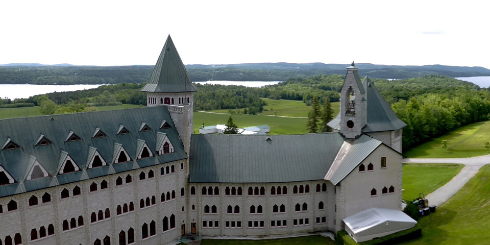 Abbaye de St-Benoît-du-Lac partial panorama, Eastern Townships, Quebec, Canada