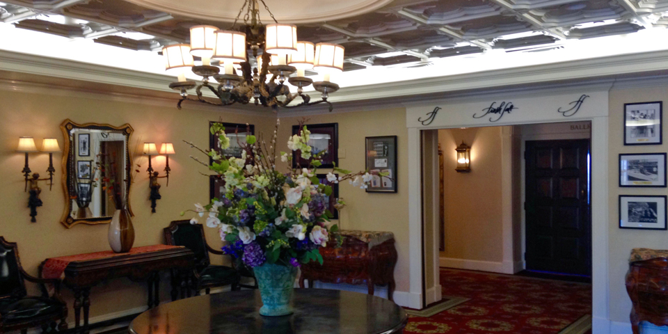 The walls of this room at the Saybrook Point Inn & Spa are lined with historic photographs and other memorabilia.