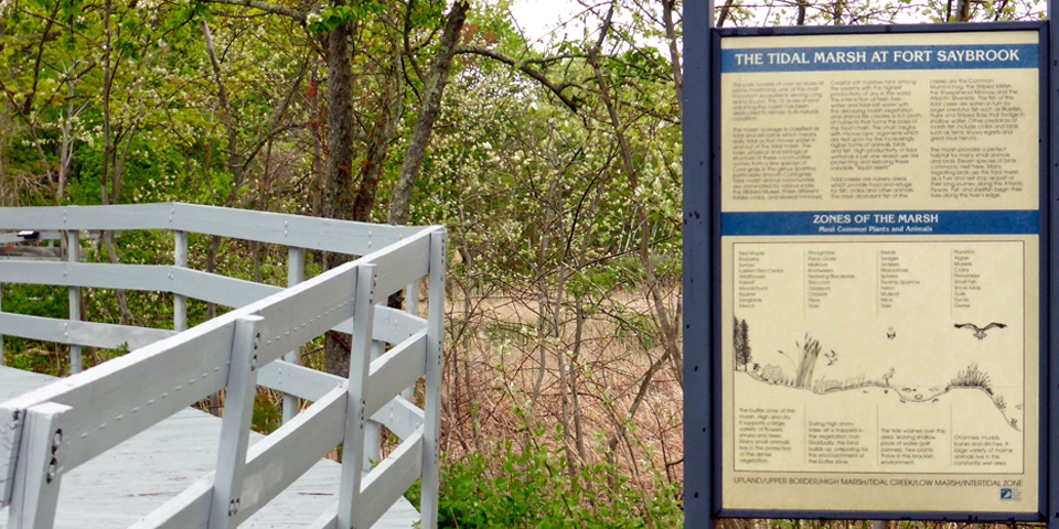 Boardwalk and Tidal Marsh at Fort Saybrook Monument Park, Old Saybrook, Connecticut