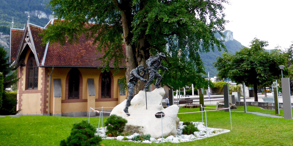 statue honoring Melchior Anderegg, Meiringen, Switzerland