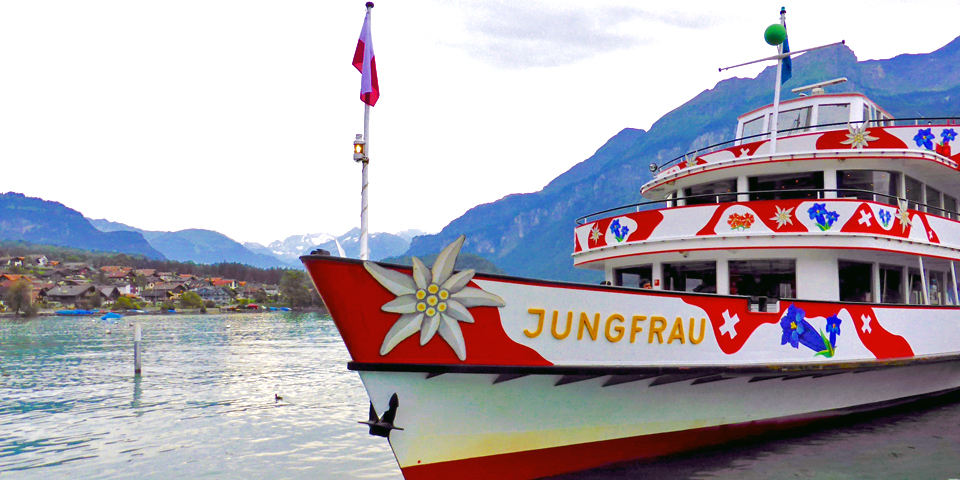 Jungfrau, boat from Brienz to Interlaken along Lake Brienz, Switzerland