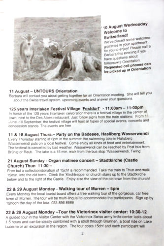 some of the special events in our Untours newsletter