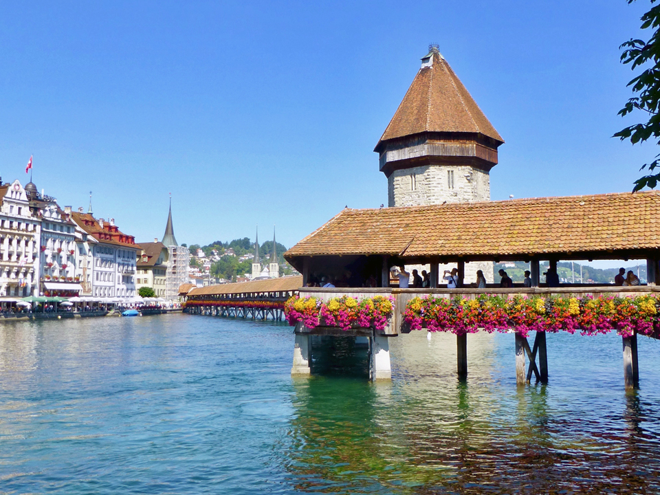 Chapel Bridge and Water Tower, Lucerne, Switzerland
