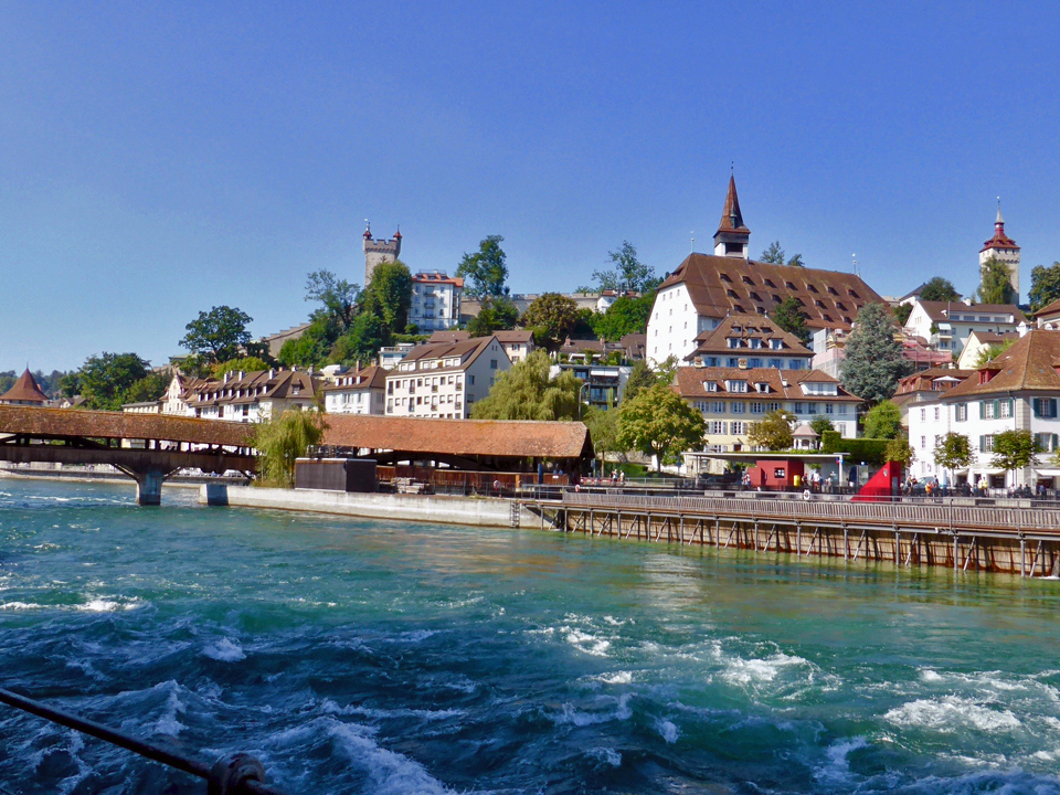 view of bridge and ramparts, Lucerne