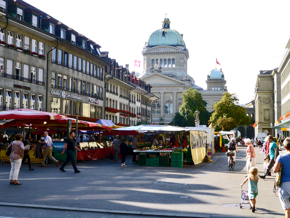 market day at Parliament Square, Bern, Switzerland