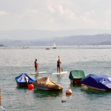 paddle boarders, Lake Zurich