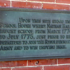 plaque marking the original site of the schoolhouse where Nathan Hale taught, New London, Connecticut