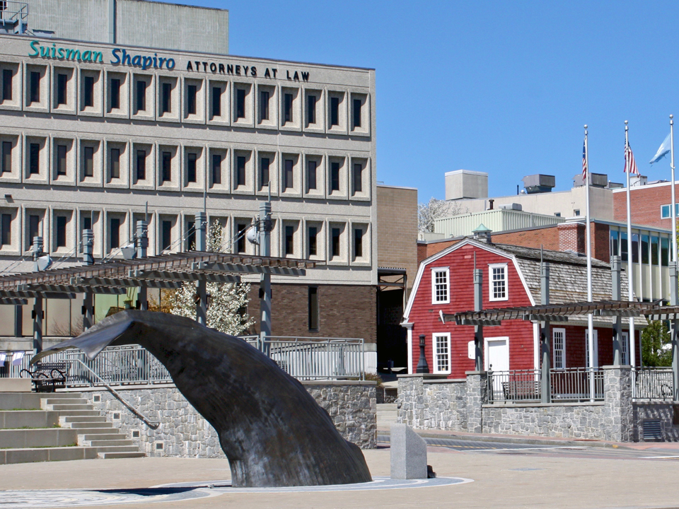 Whale Tail Fountain and Nathan Hale Schoolhouse, New London, Connecticut