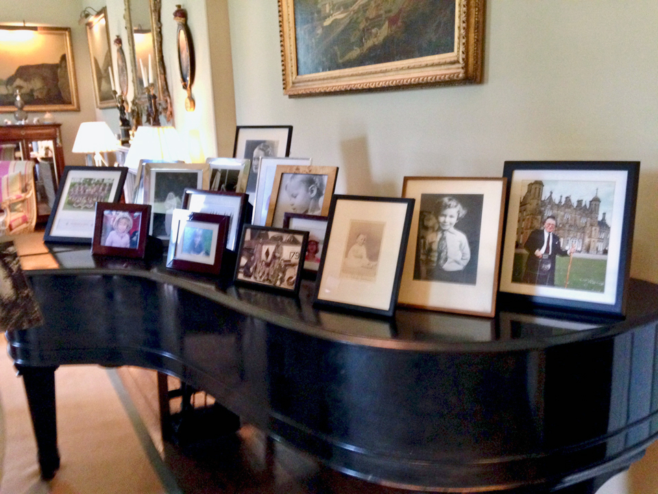 photos on the piano, Glenarm Castle, Northern Ireland