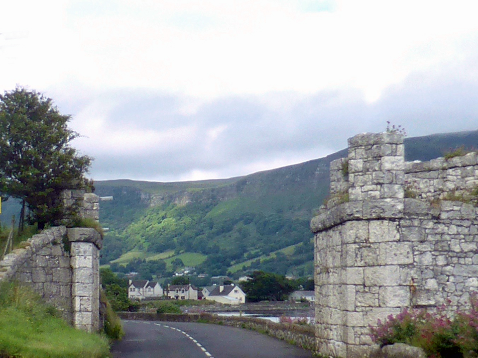 stone pillars at bend of road, Coastal Causeway, Northern Ireland