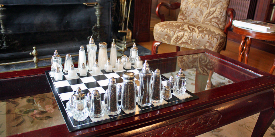 salt and pepper chess set, The Manor on Golden Pond, Holderness, NH