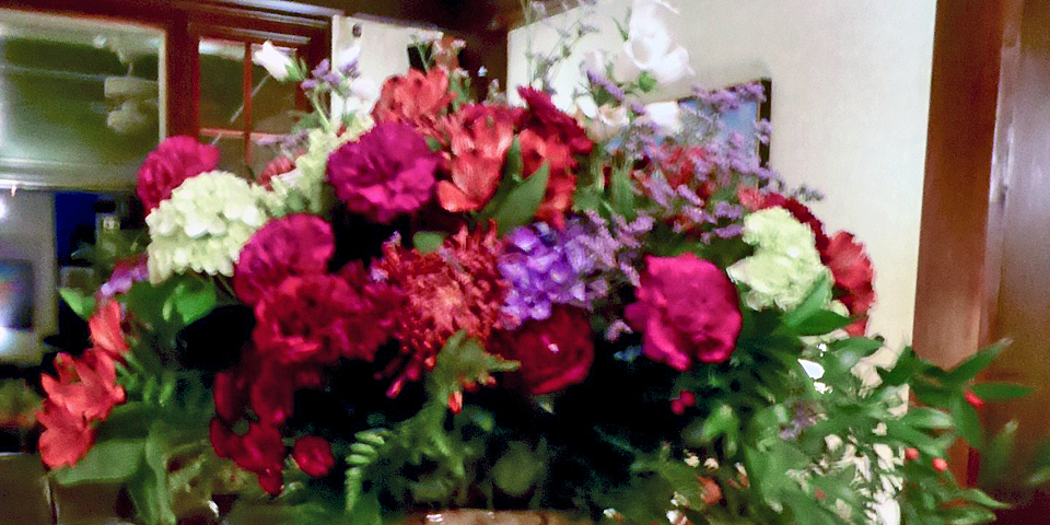 floral arrangement in foyer, Black Point Inn, Scarborough, Maine