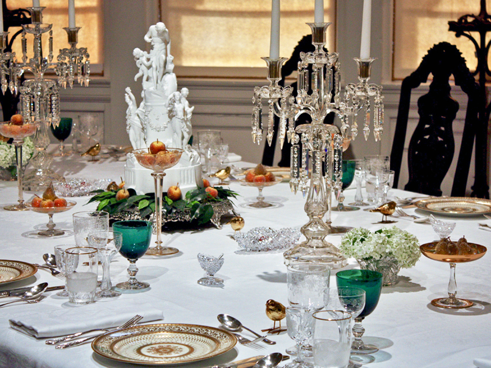 dining room setting for Downton exhibit at Lightner Museum, St. Augustine, Florida